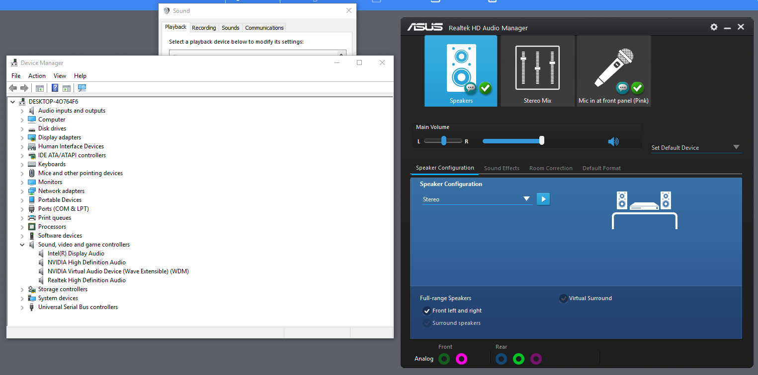 Front and rear audio jacks operating as one r/Windows10