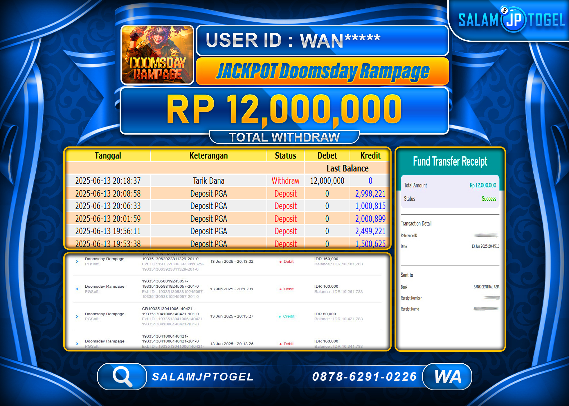 SALAMJPTOGEL MENANG DOOMSDAY RAMPAGE Rp.12,000,000 LUNAS