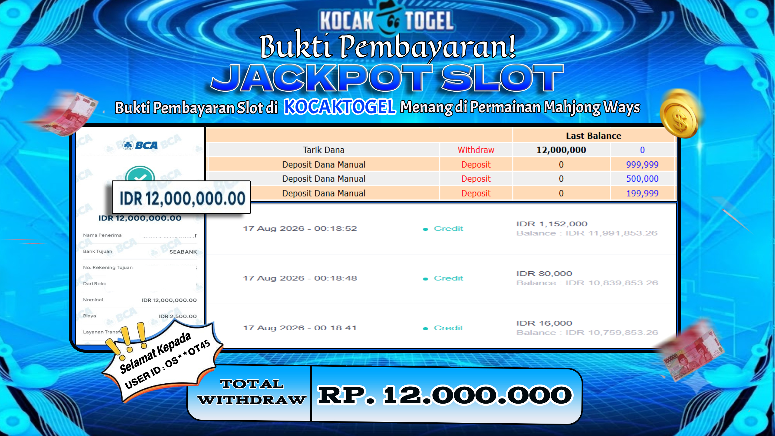 🏆 BUKTI KEMENANGAN Mahjong Ways MEMBER KOCAKTOGEL  🏆