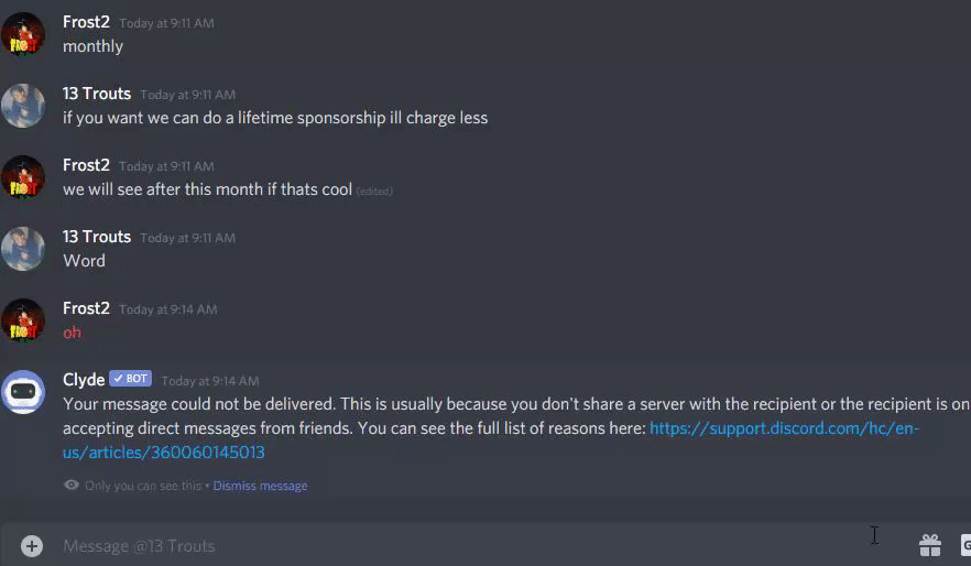 13 Trouts scammed for 30M "Trout Nation" Discord Server Sell & Trade