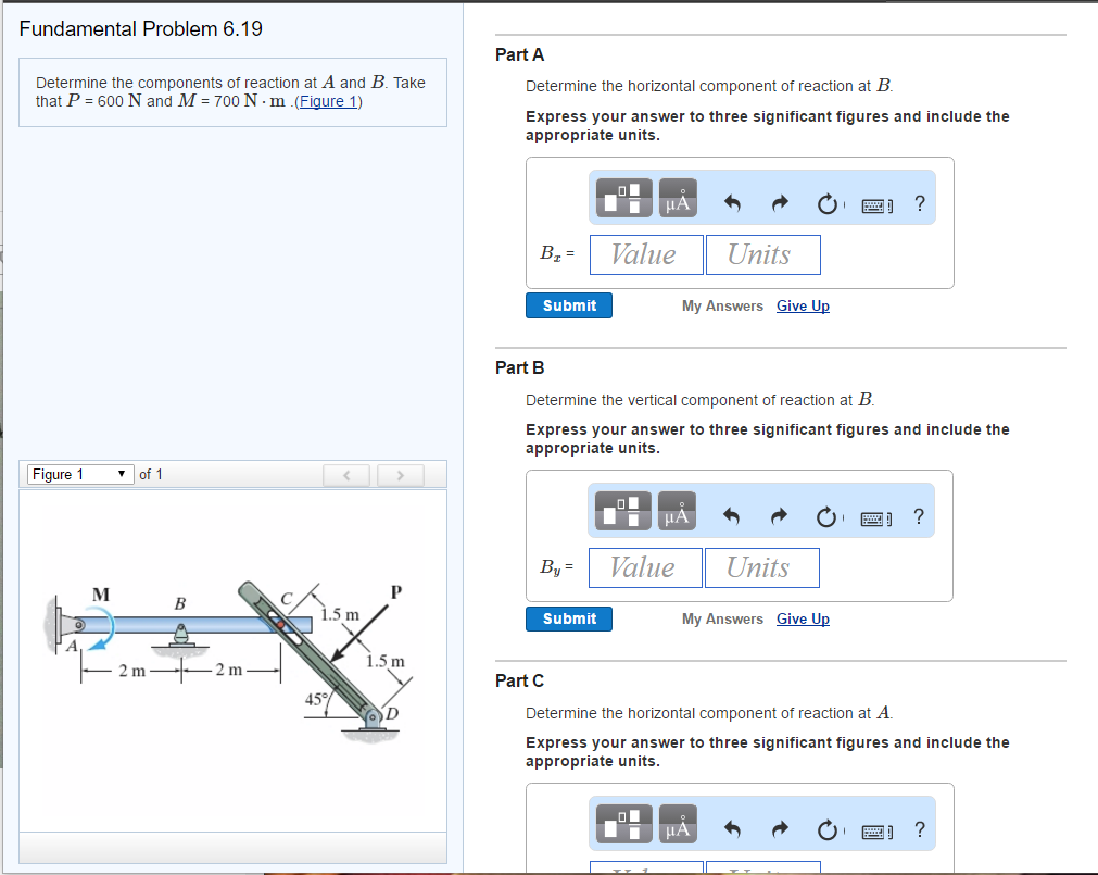 Solved Determine the components of reaction at A and B Take | Chegg.com