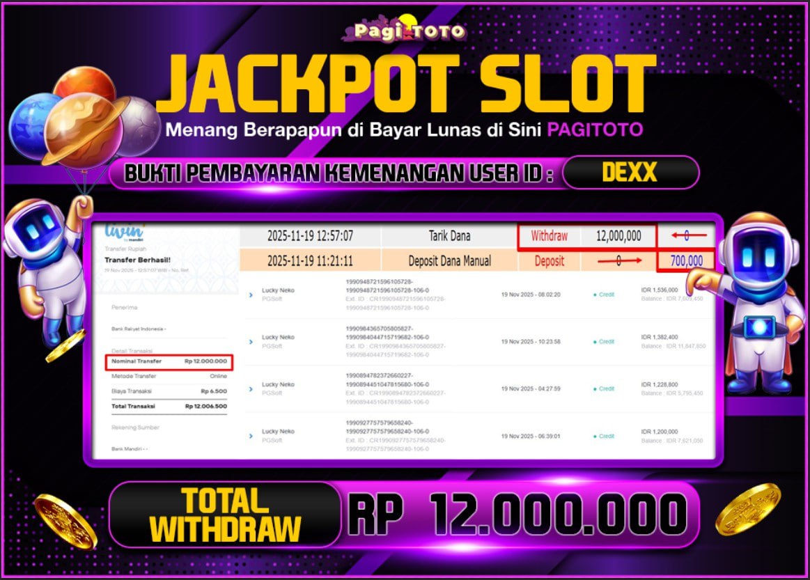 HAPPY JACKPOT MEMBER PAGITOTO SLOT LUCKY NEKO Rp 12.000.000-, - LUNAS