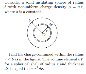 Solved Consider A Solid Insulating Sphere Of Radius B With | Chegg.com