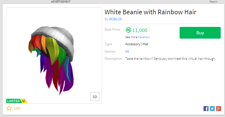 Buying White Beanie With Rainbow Hair - roblox u beanie