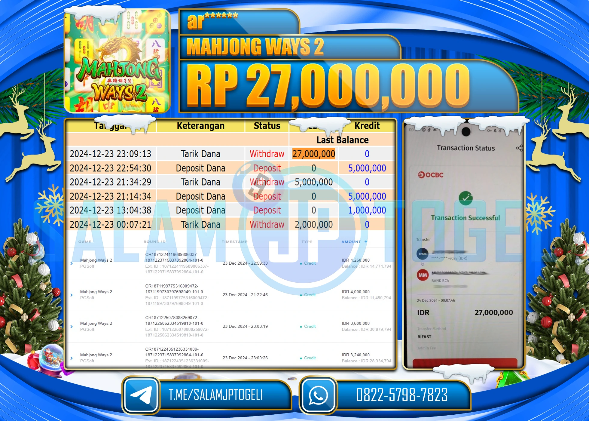 SALAMJPTOGEL MENANG MAHJONG WAYS  2 Rp.27,000,000 LUNAS
