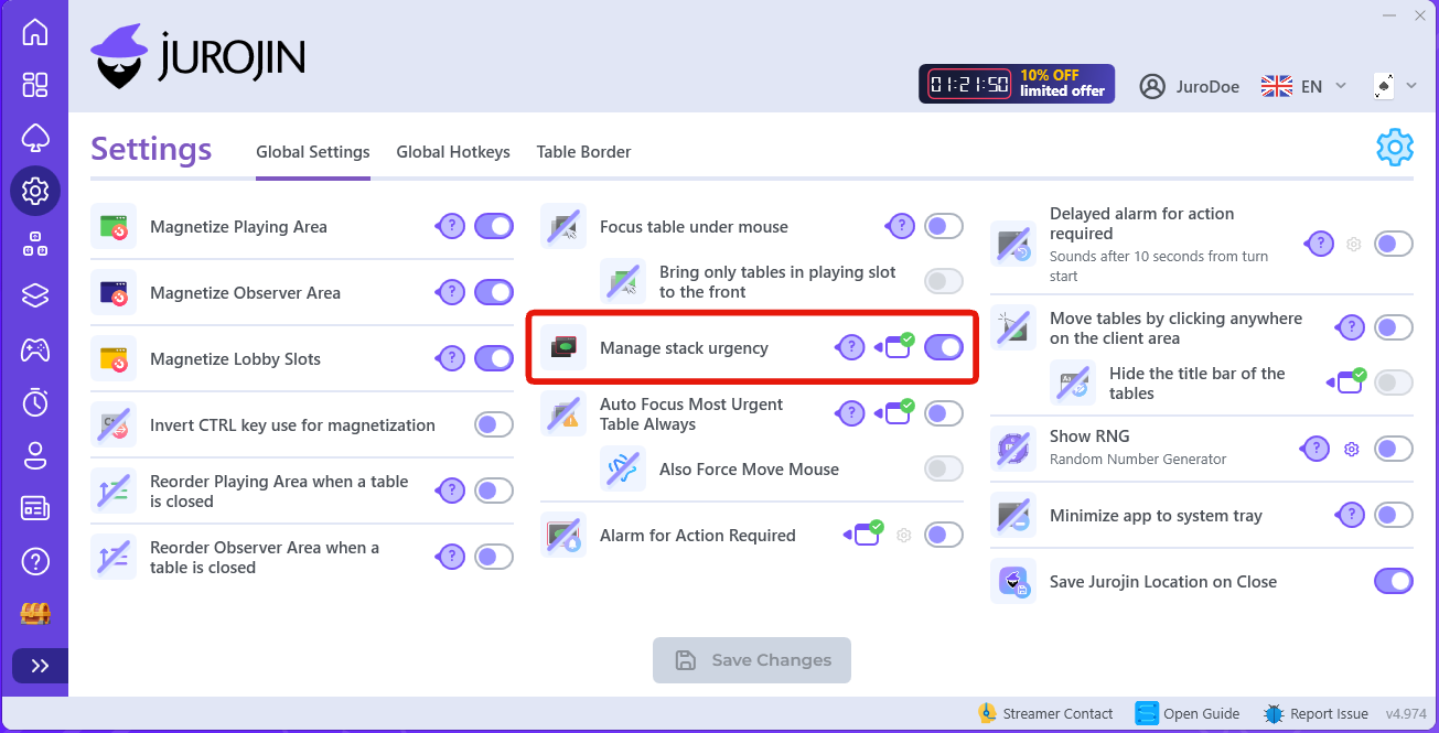 Manage Stack Urgency: keep the most urgent table on top with Jurojin