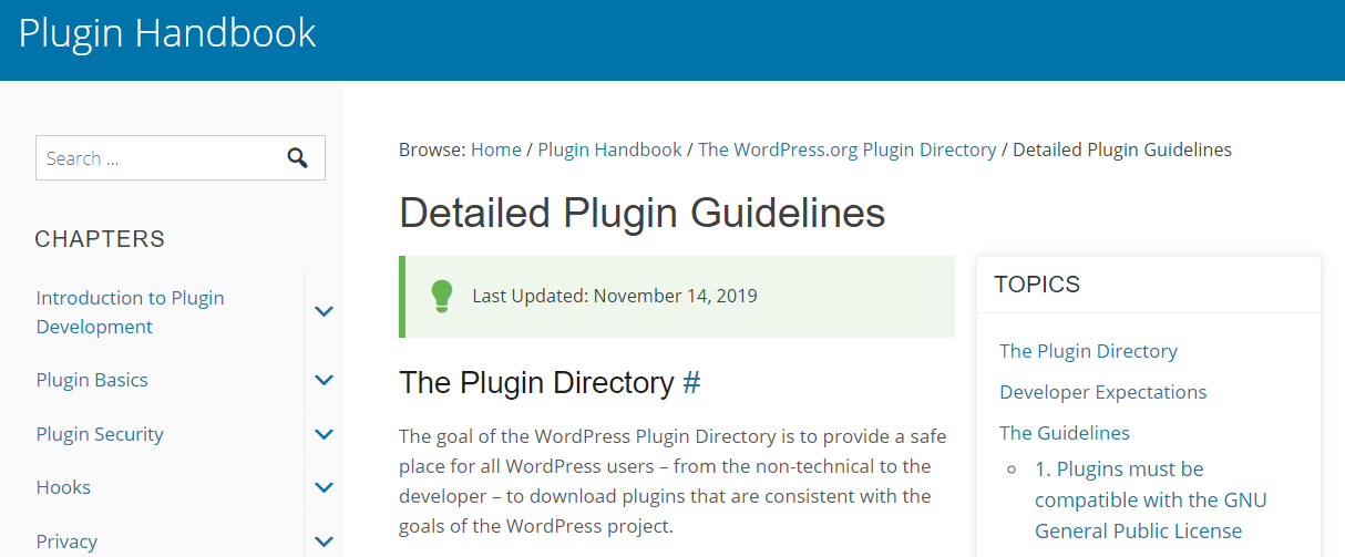 WordPress plugin development guidelines
