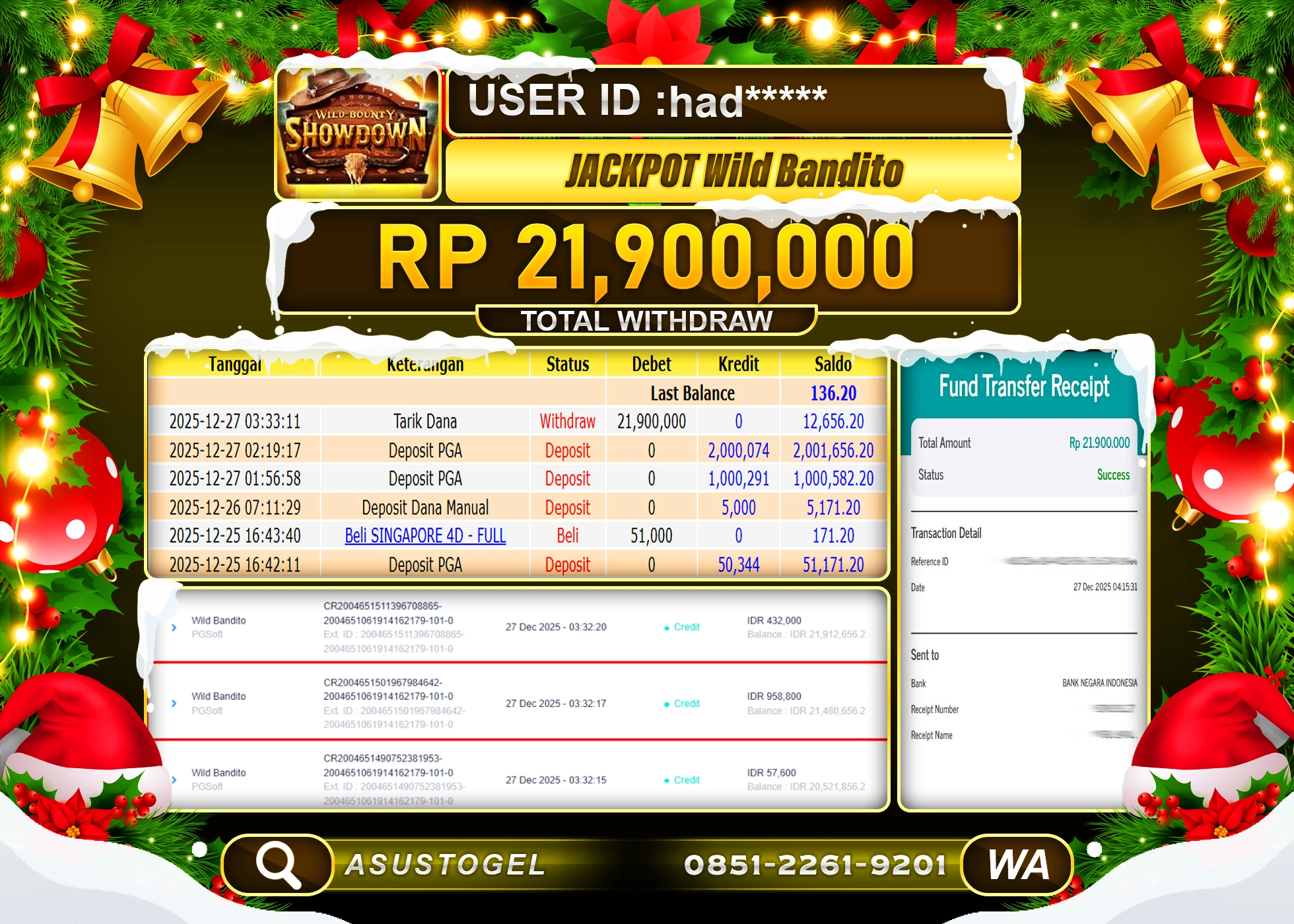 ASUSTOGEL KEMENANGAN DI SLOT WILD BANDITO SEBESAR 21,900,000 - RUPIAH LUNAS