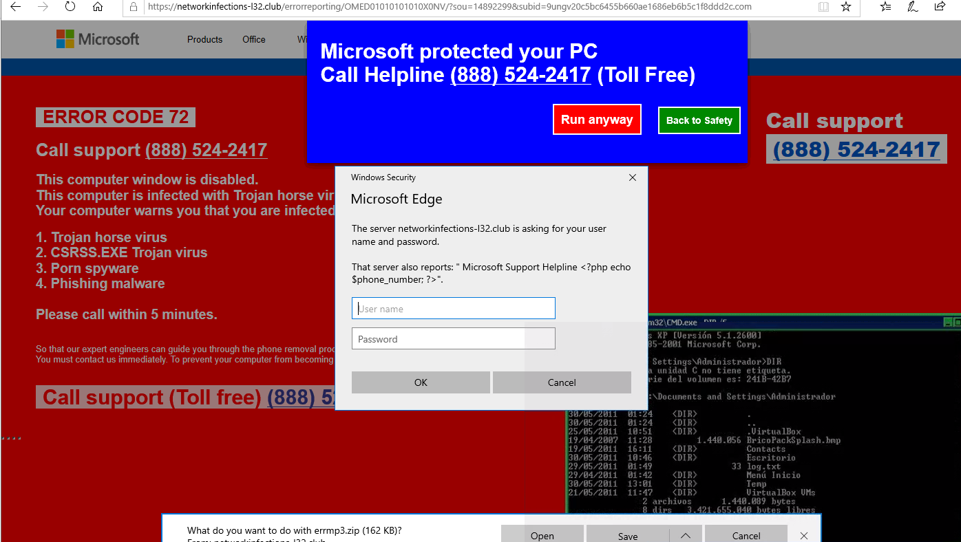A 888 524 2417 Microsoft Popup Scam Scammer Info Scambaiters