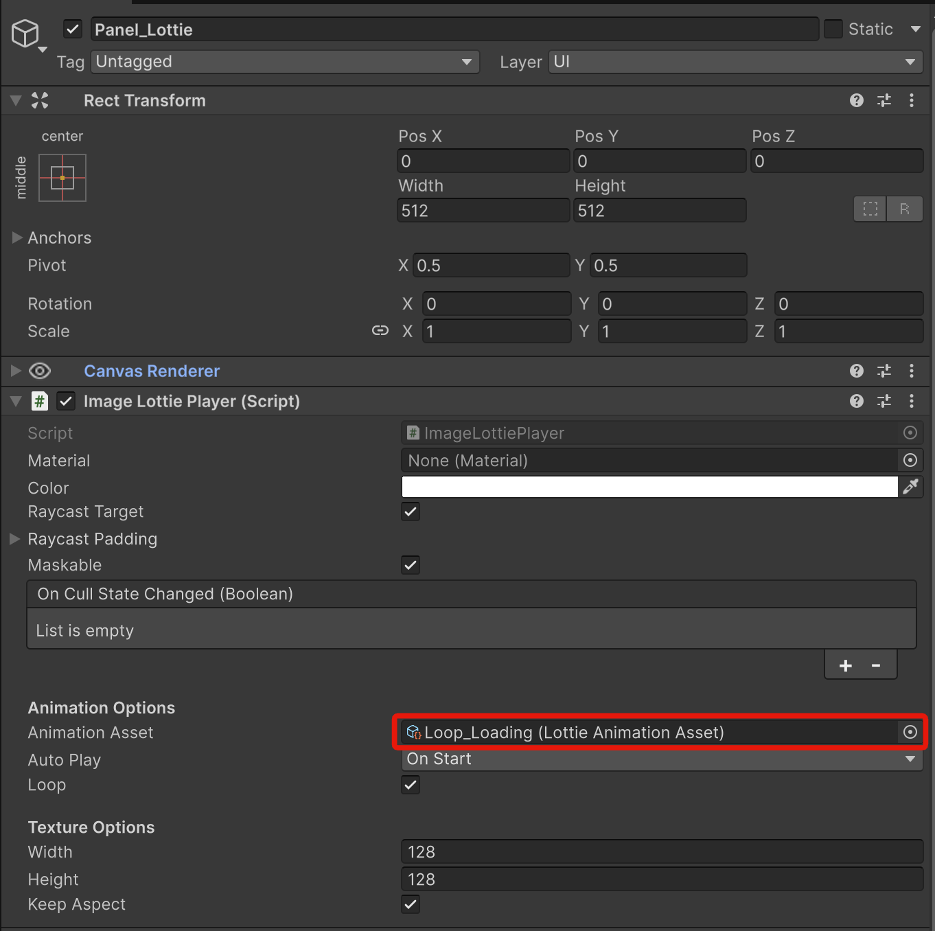 ImageLottiePlayerの設定