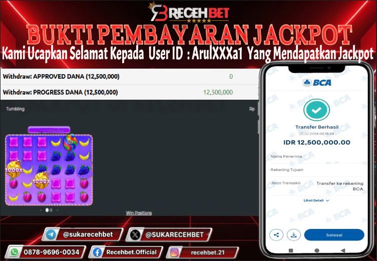 🏆 Terbukti Jackpot SWEET BONANZA  Rp 12,500,000-, Di RECEHBET 🏆