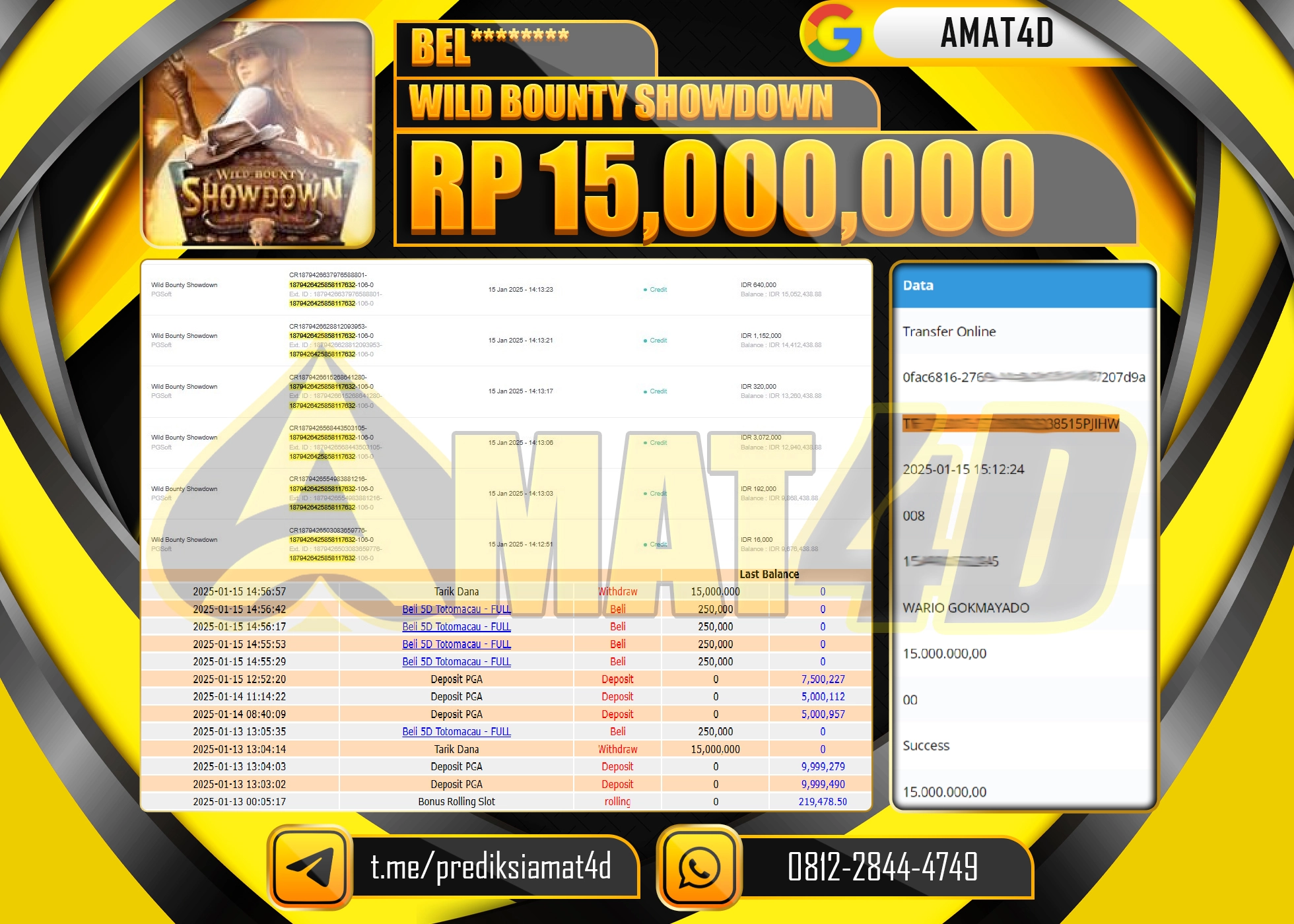 AMAT4D KEMENANGAN WILD BOUNTY SHOWDOWN Rp.15.000.000 BERHASIL TERBAYAR LUNAS