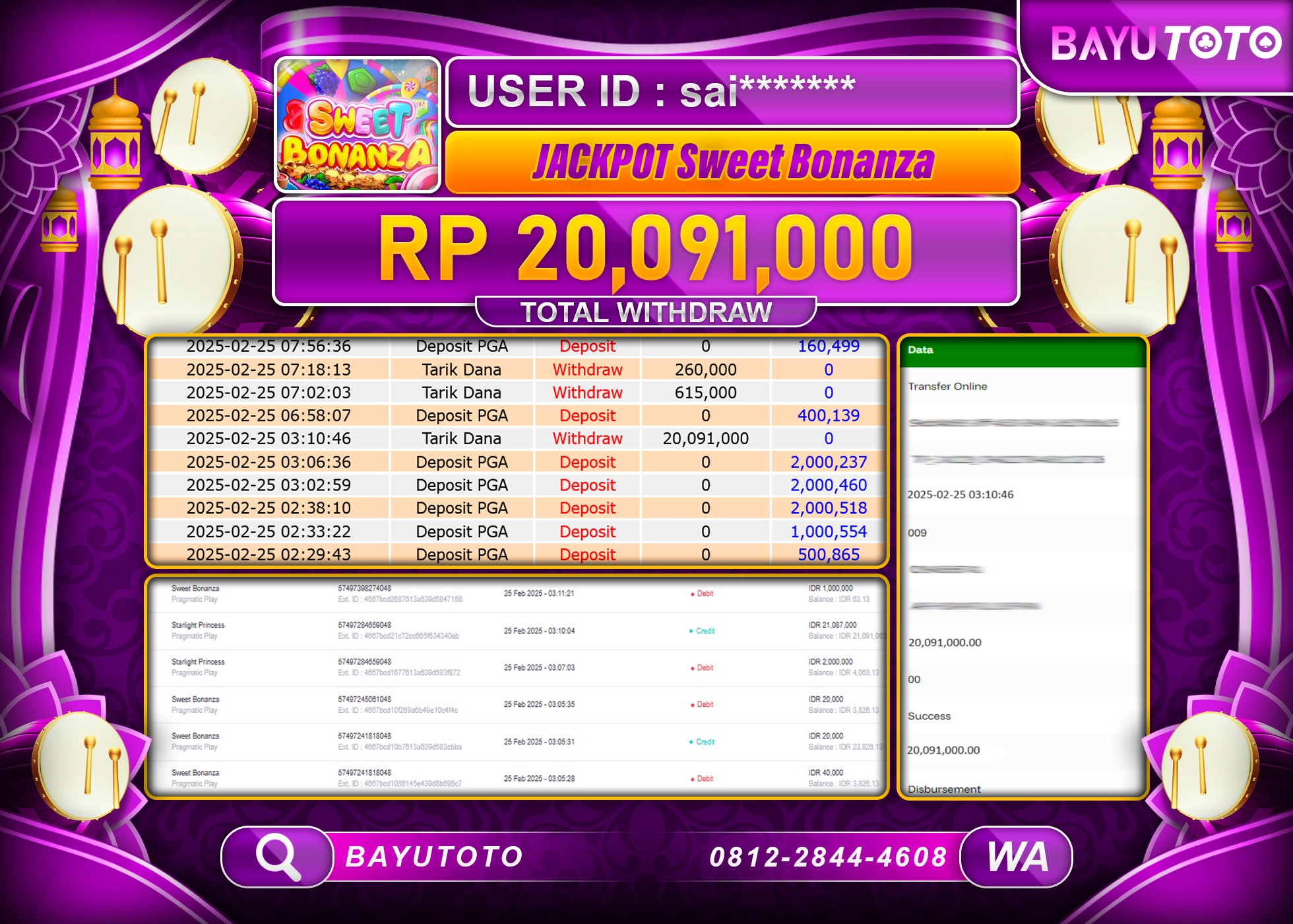 BAYUTOTO MENANG SLOT SWEET BONANZA RP. 20,091,000 LUNAS