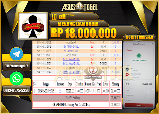 ASUSTOGEL KEMENANGAN CAMBODIA POOLS 18,000,000-LUNAS