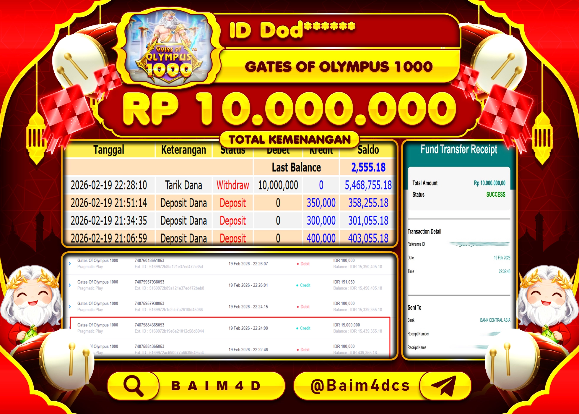 BAIM4D JACKPOT SLOT GATES OF OLYMPUS 1000 Rp.10,000,000 - LUNAS