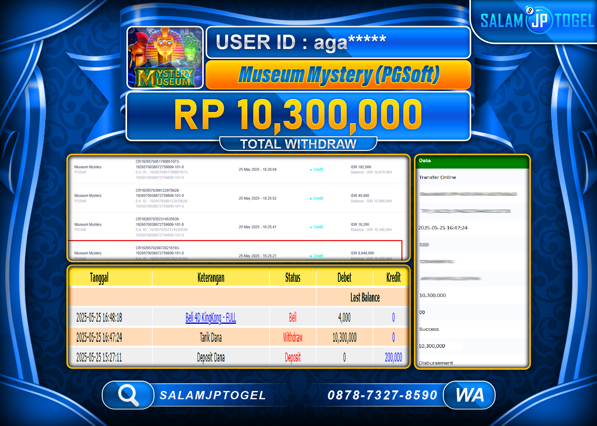 SALAMJPTOGEL MENANG MUSEUM MYSTERY Rp.10,300,000 LUNAS