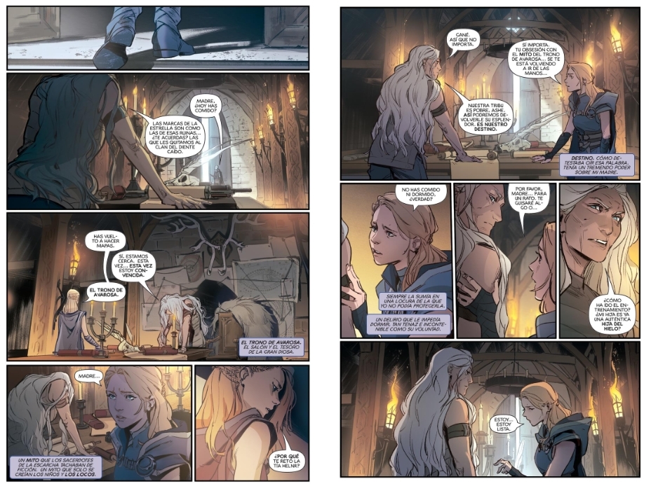 Una de las páginas del nuevo cómic 'Ashe Comandante'. Fuente: https://universe.leagueoflegends.com/es_ES/comic/ashewarmother/issue-1/4/ Una de las páginas del nuevo cómic 'Ashe Comandante'. Fuente: https://universe.leagueoflegends.com/es_ES/comic/ashewarmother/issue-1/4/