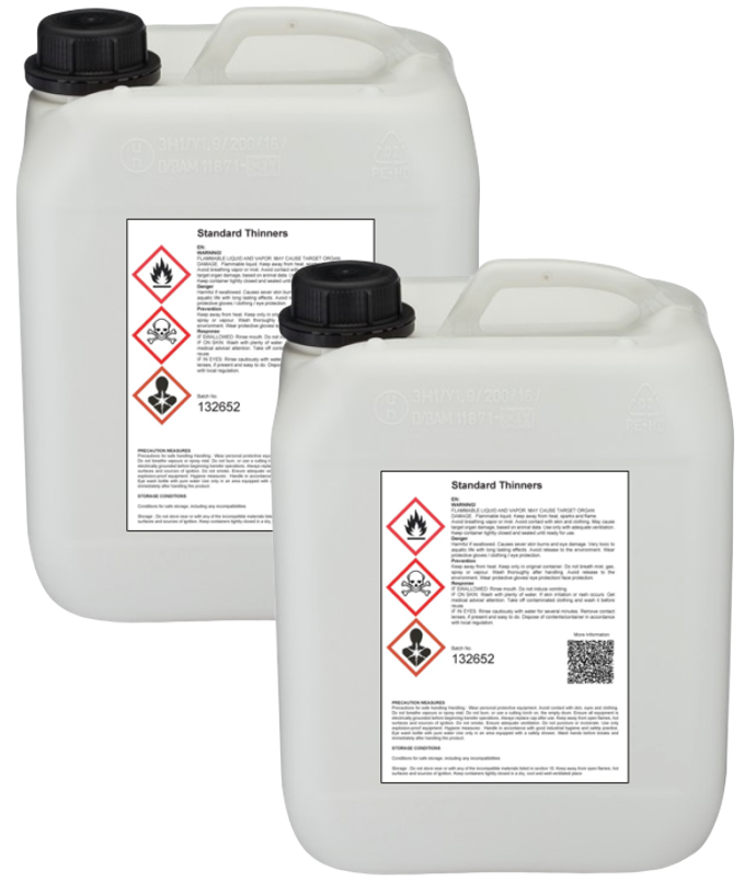 2x 5 Litres Standard Thinners Spray Gun Parts Cleaner Cellulose Paint