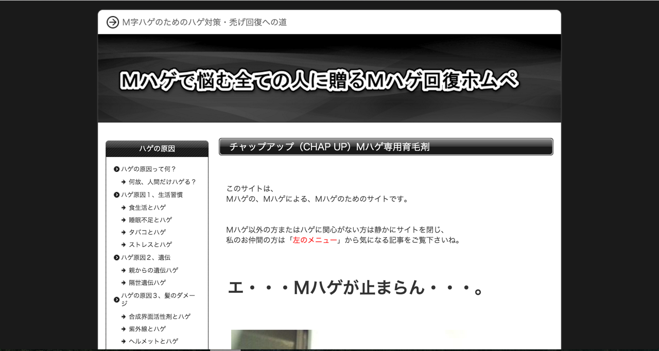 M字ハゲに悩む全ての人に贈るM字ハゲ回復ホムペ