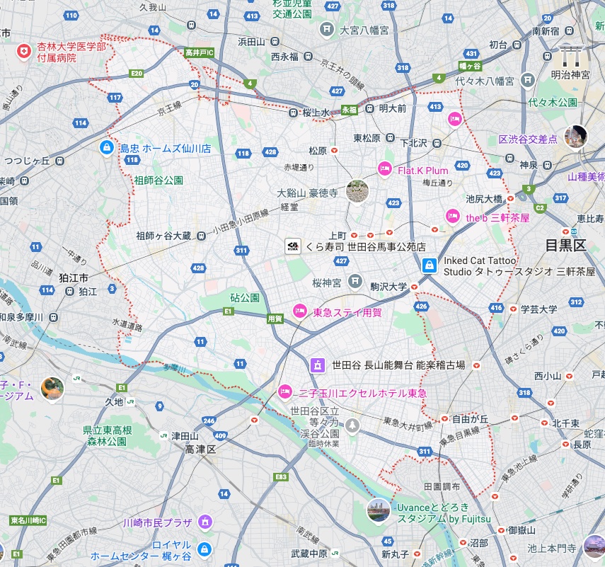 世田谷区対応エリアイメージ