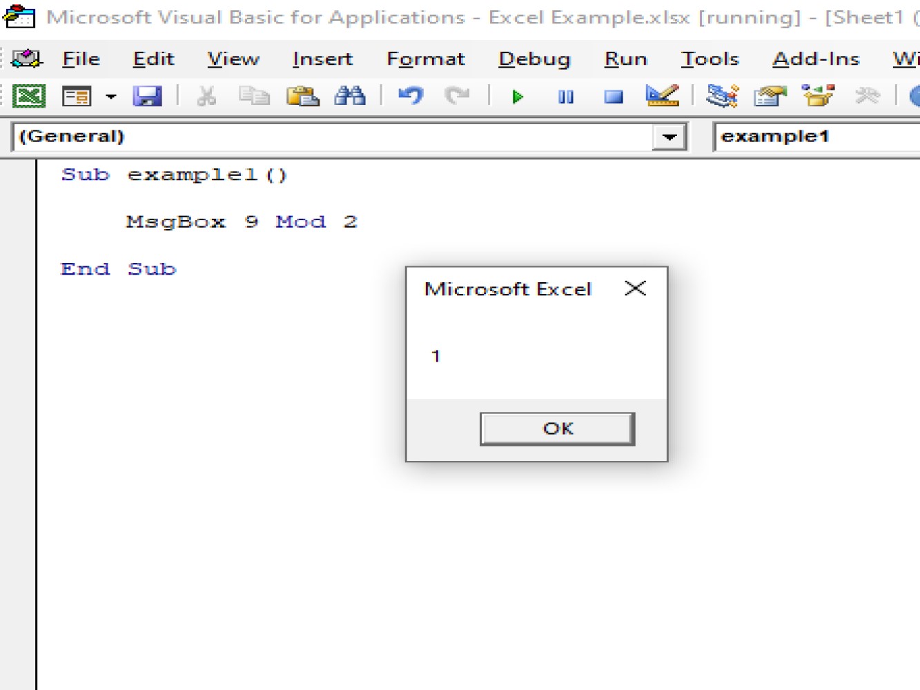 Screenshot of MOD shown on message box