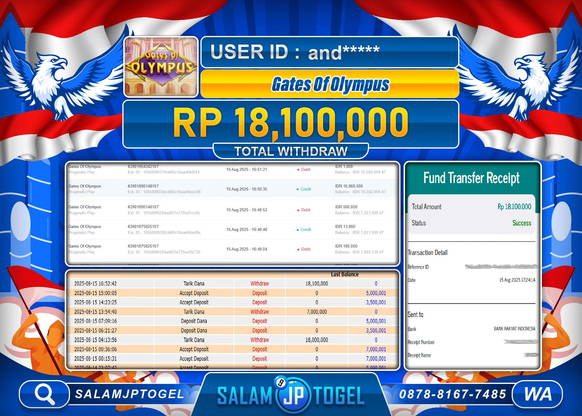 SALAMJPTOGEL MENANG GATES OF OLYMPUS  Rp.18,100,000