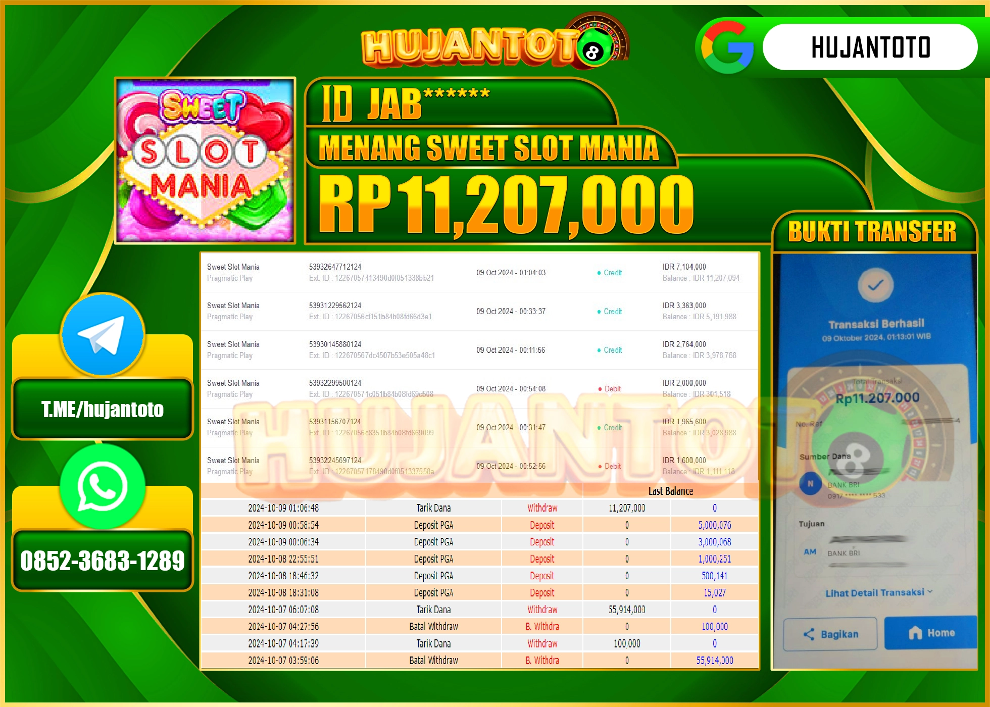 HUJANTOTO MENANG DI SLOT SWEET SLOT MANIA 11,207,000- LUNAS 