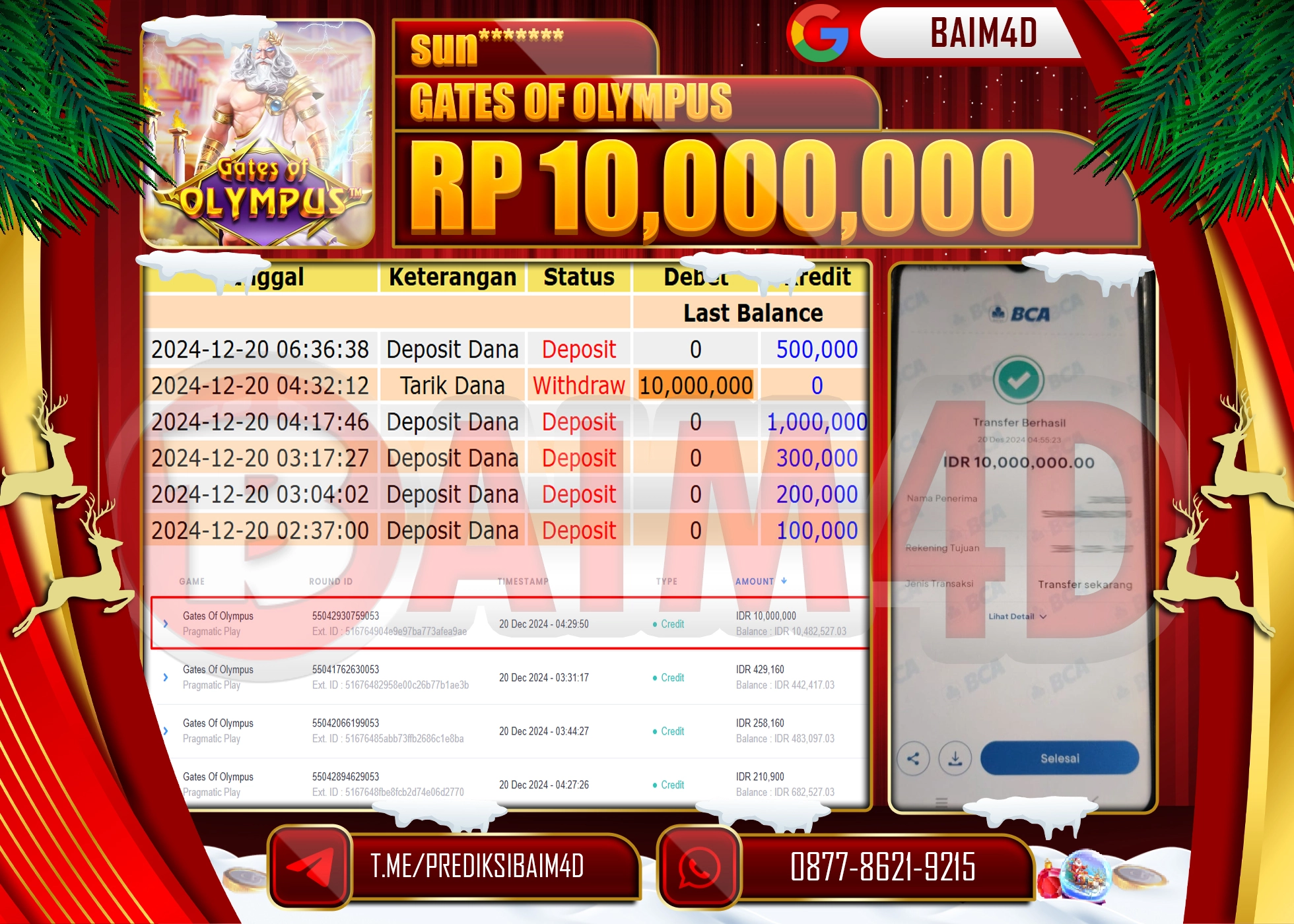 BAIM4D JACKPOT SLOT GATES OF OLYMPUS Rp.10.000,000.- LUNAS