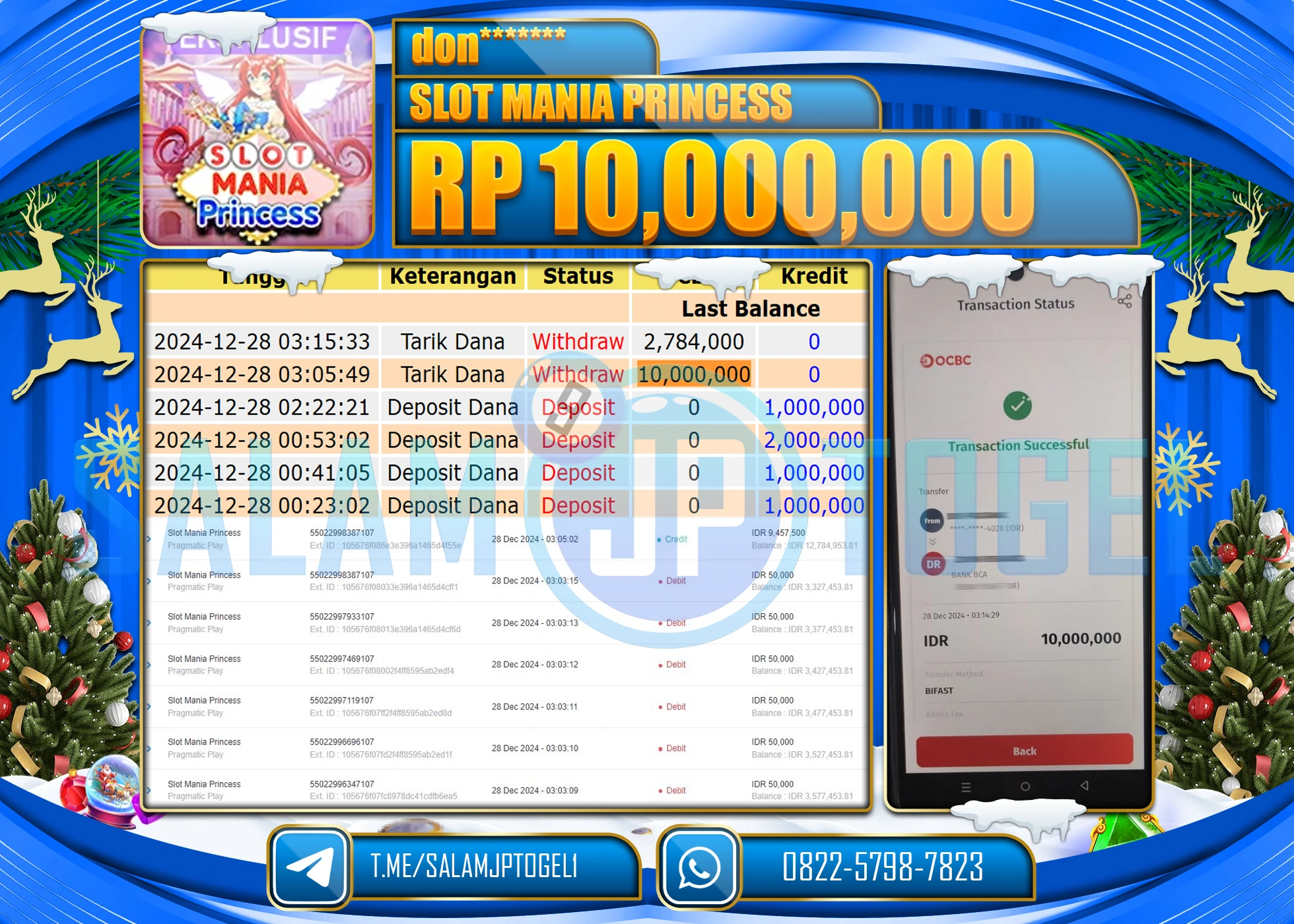 SALAMJPTOGEL MENANG SLOT MANIA PRINCES   Rp.10,000,000 LUNAS