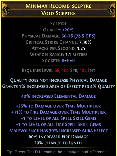 Example crafted Minmax Recomb Sceptre
