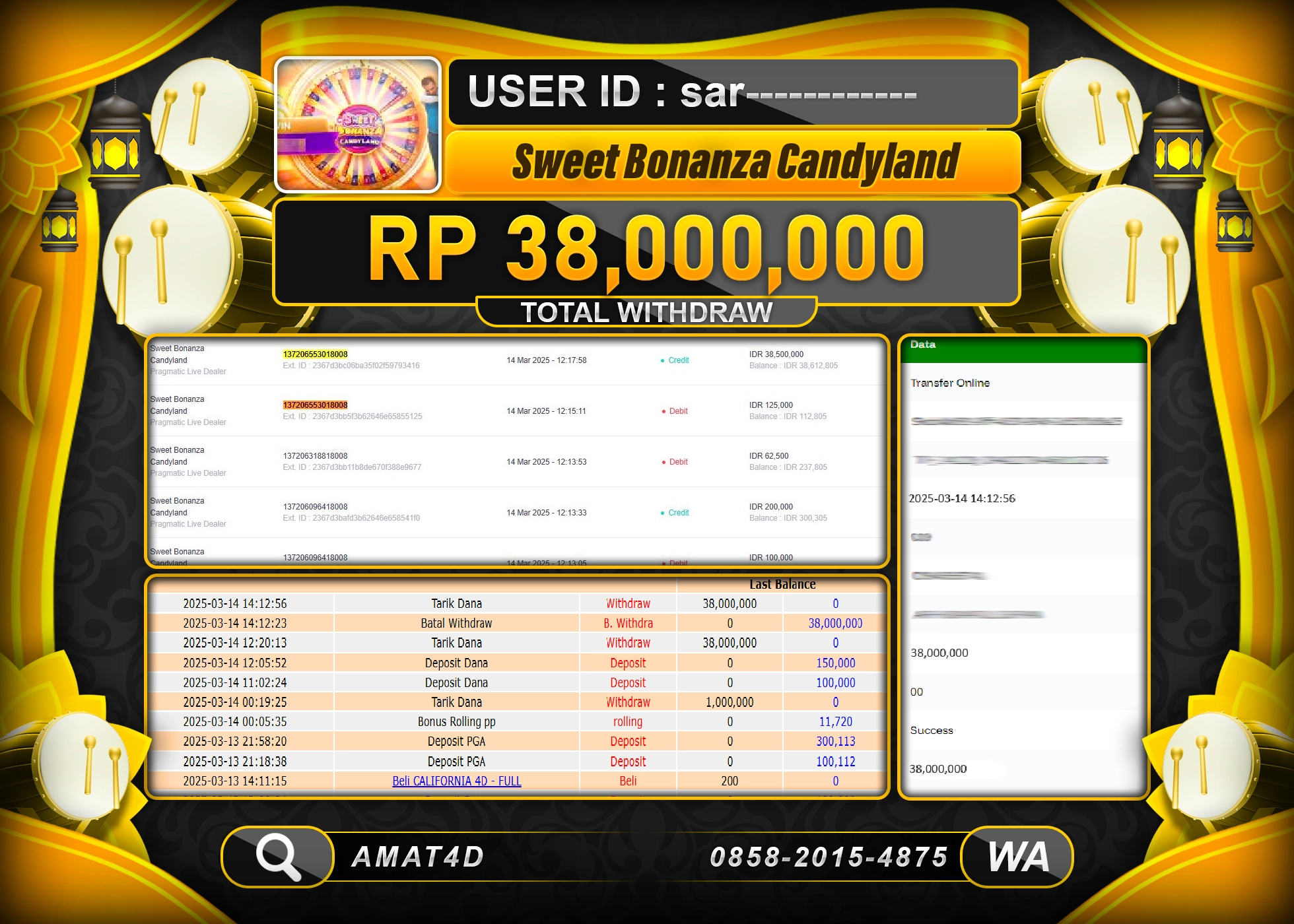 AMAT4D KEMENANGAN SWEET BONANZA CANDYLAND Rp.38.000.000 BERHASIL TERBAYAR LUNAS