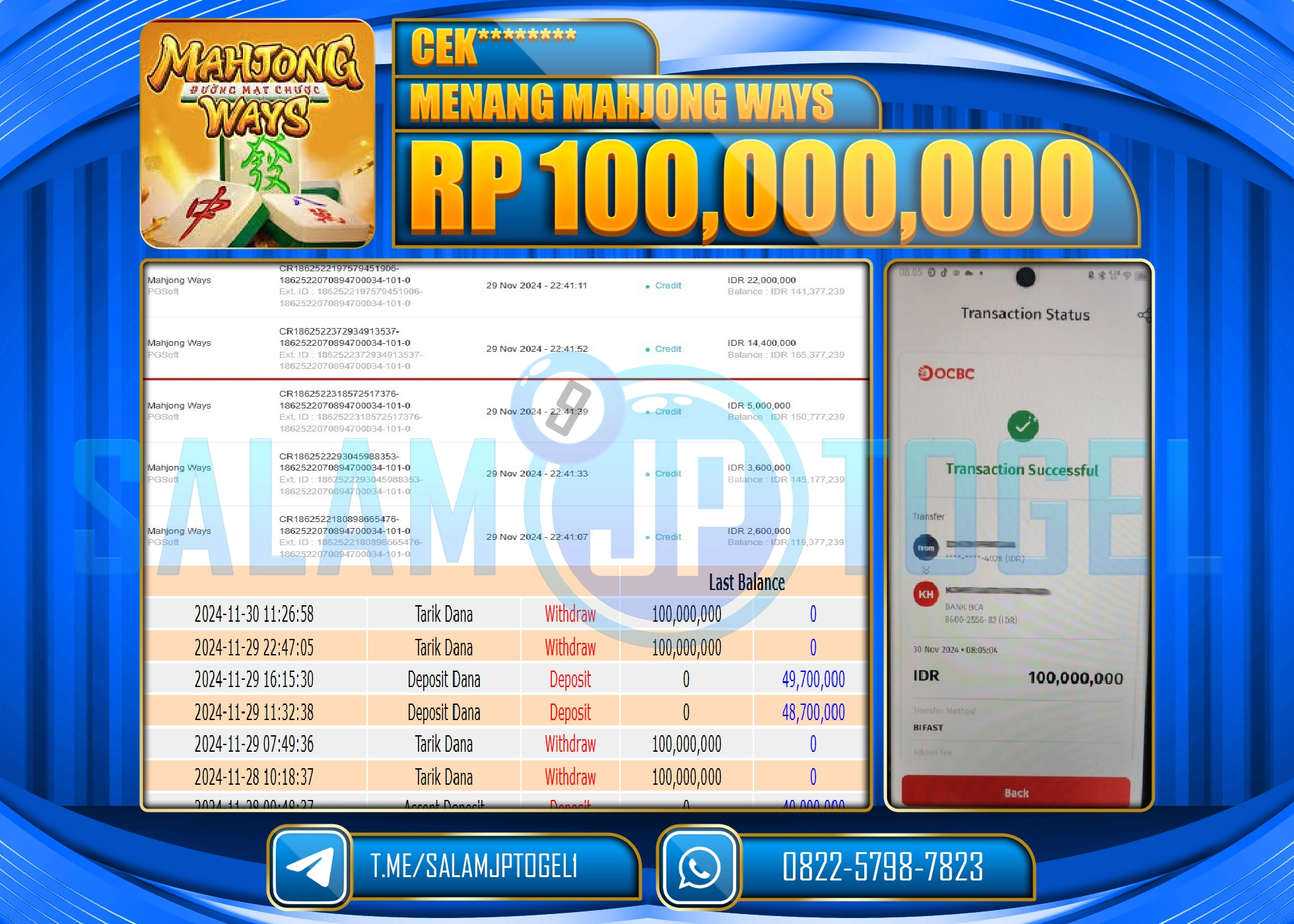 SALAMJPTOGEL MENANG SLOT MAHJONG WAYS 2 RP. 100,000,000 LUNAS
