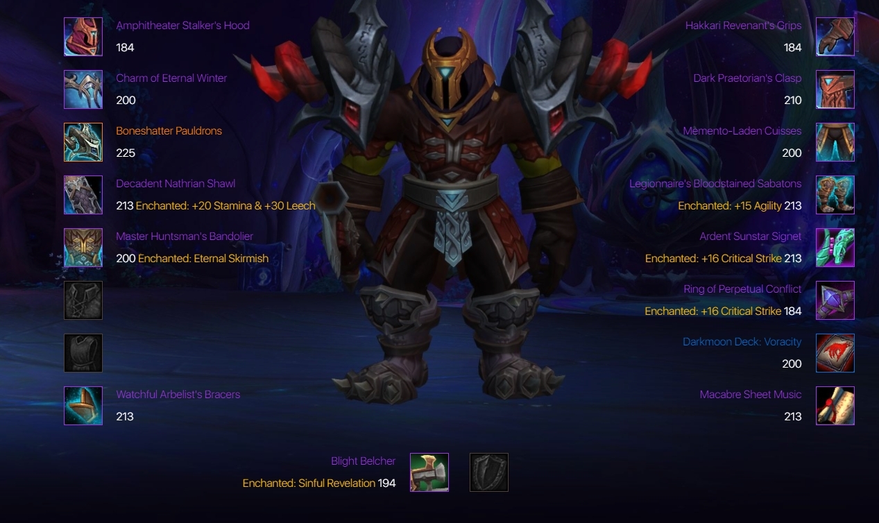 SOLD MM Hunter > 202 Ilvl > 225 ILVL Bis Legendary >Epic