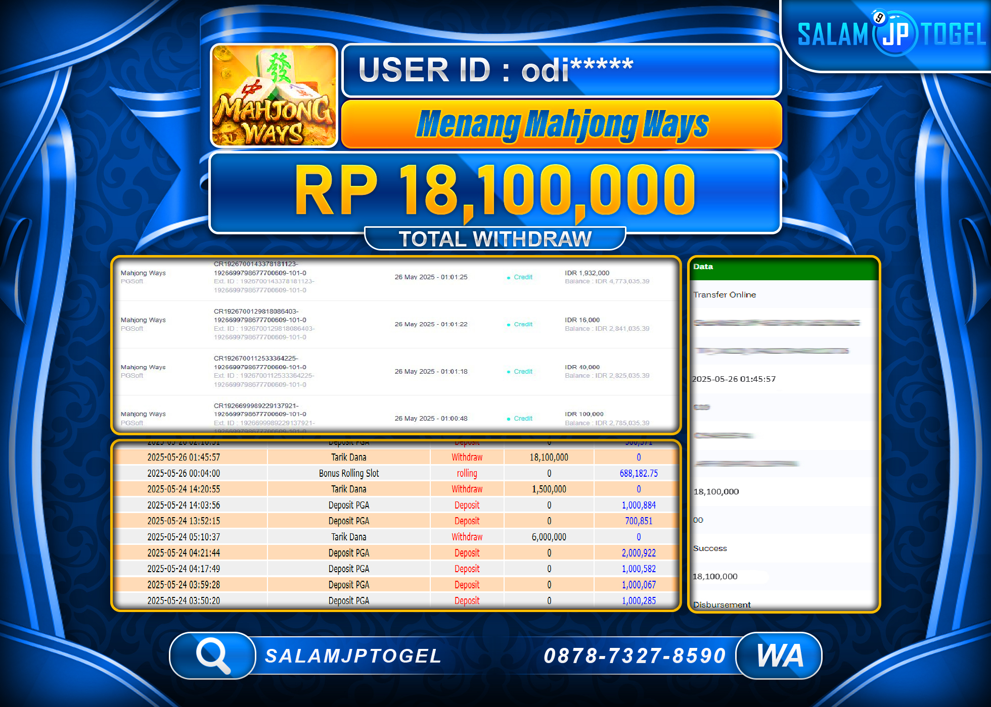 SALAMJPTOGEL MENANG MAHJONG WAYS Rp.18,100,000 LUNAS