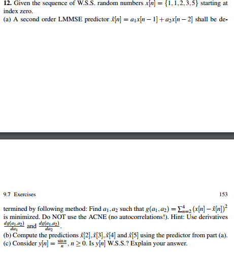 Solved Given the sequence of W.S.S. random numbers x[n] = | Chegg.com