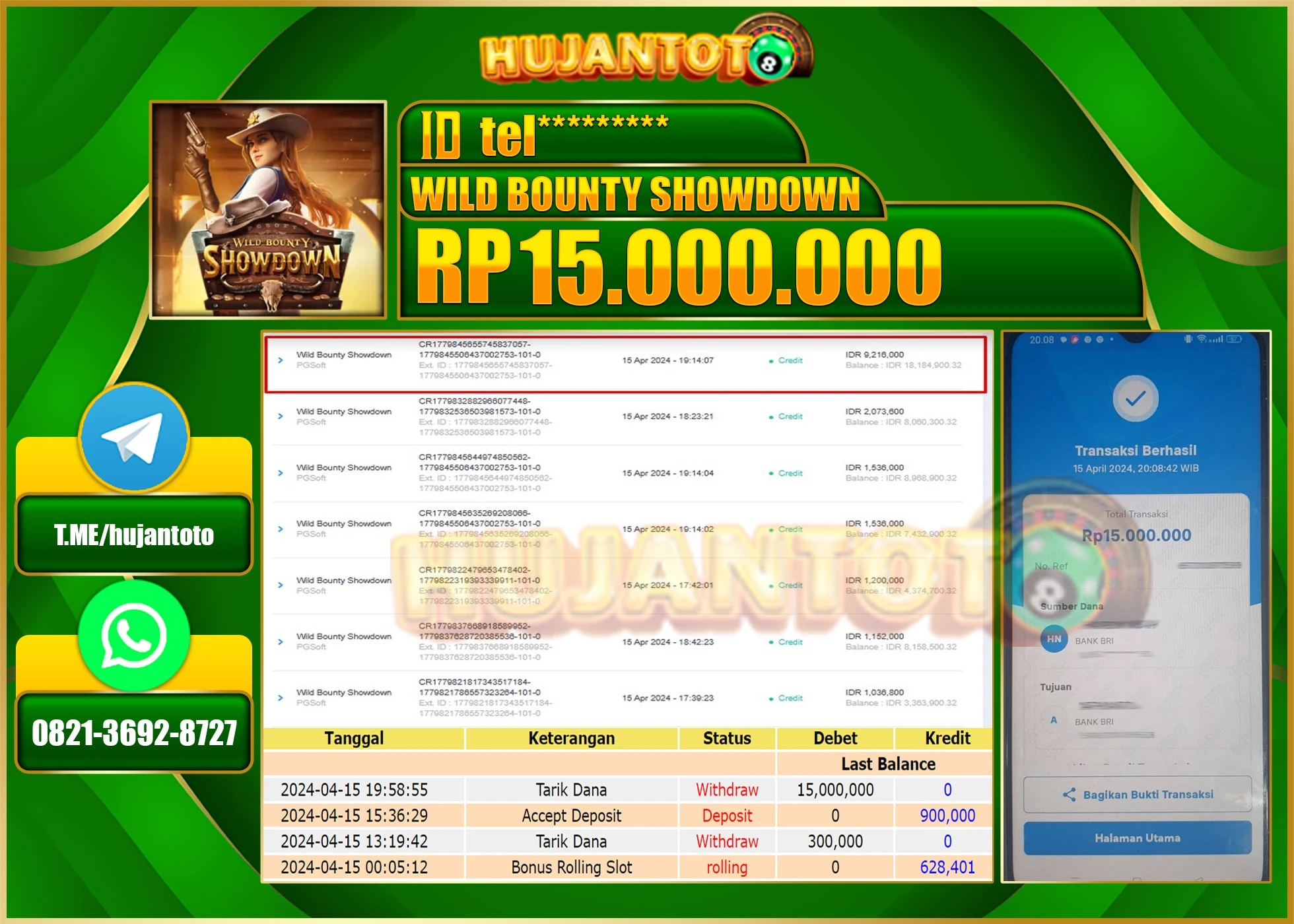 BUKTI JACKPOT BERHASIL TERBAYAR LUNAS