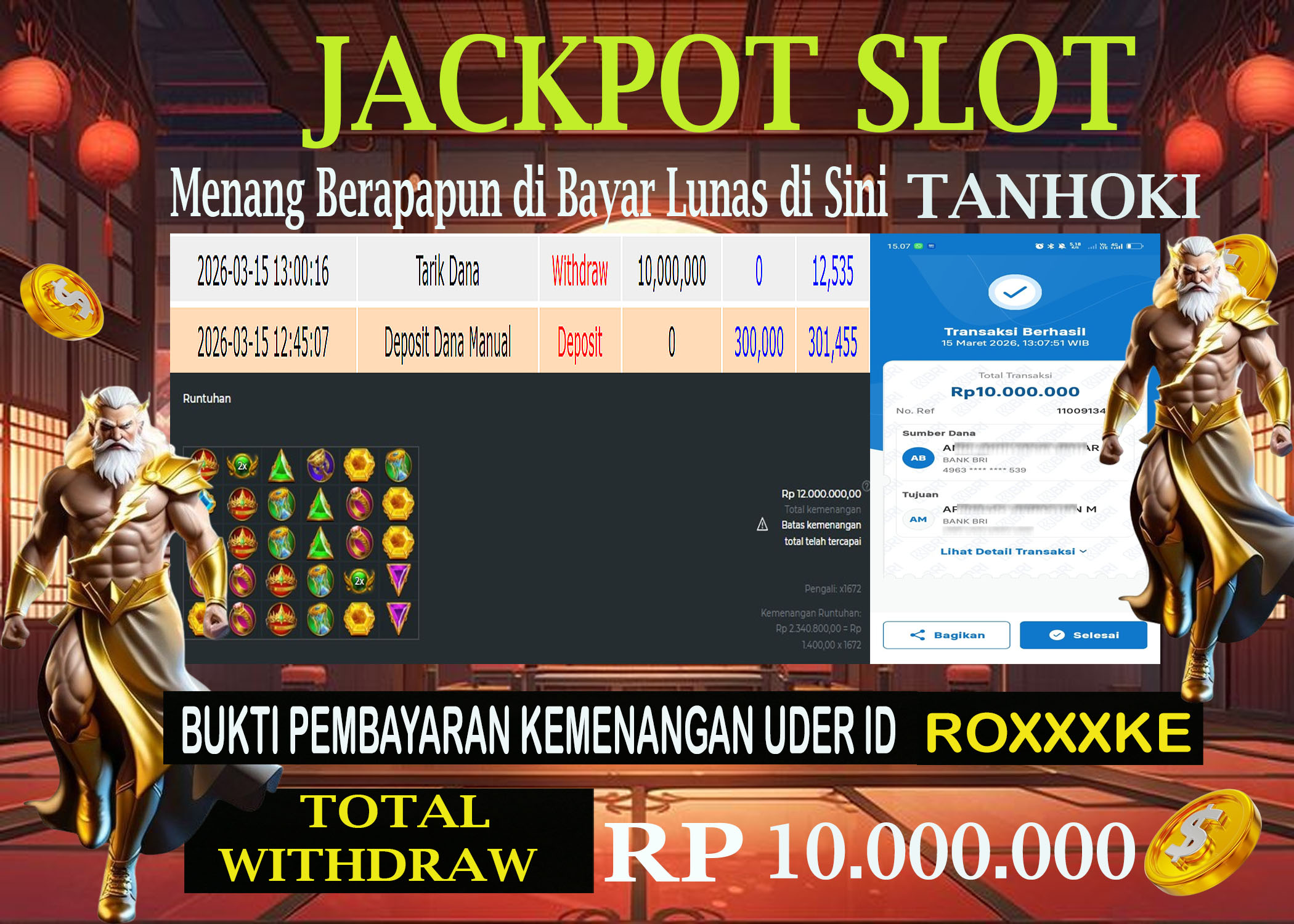 TANHOKI JACKPOTSLOT GATES OF OLYMPUS 1000 Rp.10.000.000,- LUNAS