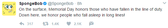 Spongebob Squarepants Tweets About Memorial Day Neogaf