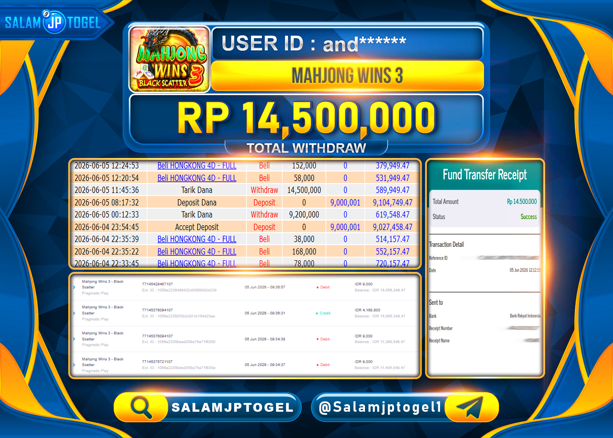 SALAMJPTOGEL JACKPOT MENANG Mahjong Wins3-Black Scatter Rp.14,500,000 - LUNAS