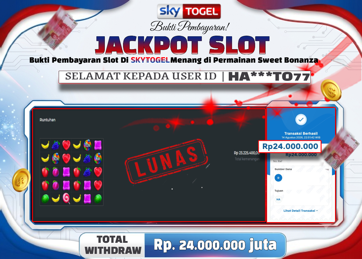 🏆 BUKTI KEMENANGAN Sweet Bonanza   MEMBER SKYTOGEL🏆