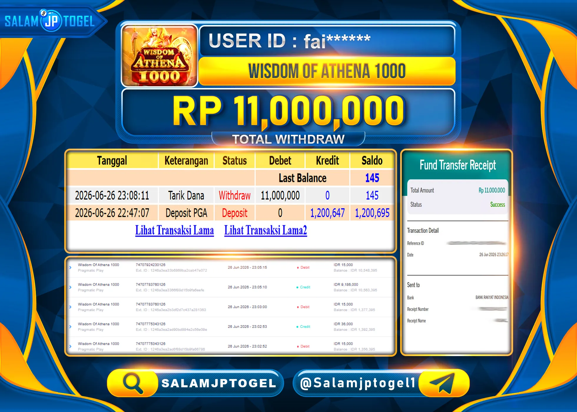 SALAMJPTOGEL MENANG GACOR SLOT WISDOM OF ATHENA 1000 Rp.11,000,000- LUNAS