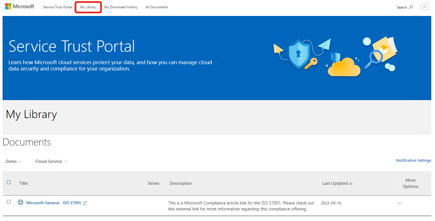 Service Trust Portal - My Library