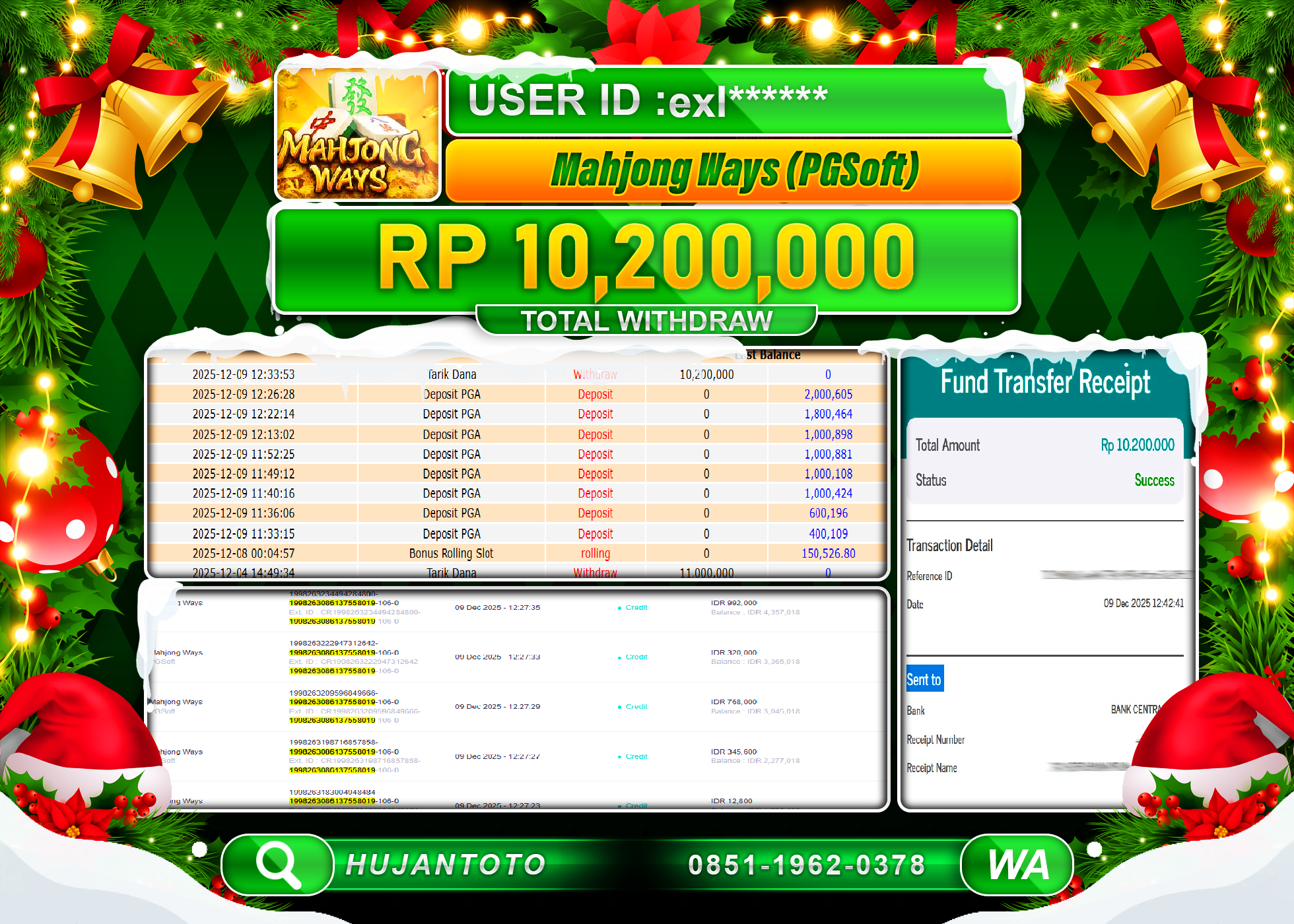 HUJANTOTO - BUKTI JACKPOT MENANG SLOT MAHJONG WAYS PG SOFT Rp.10,200,000 - TERBAYAR LUNAS