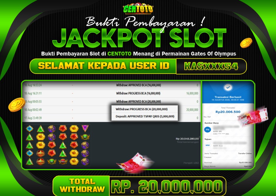 BUKTI JACKPOT LUNAS CENTOTO  RP 20.000.000,-LUNAS