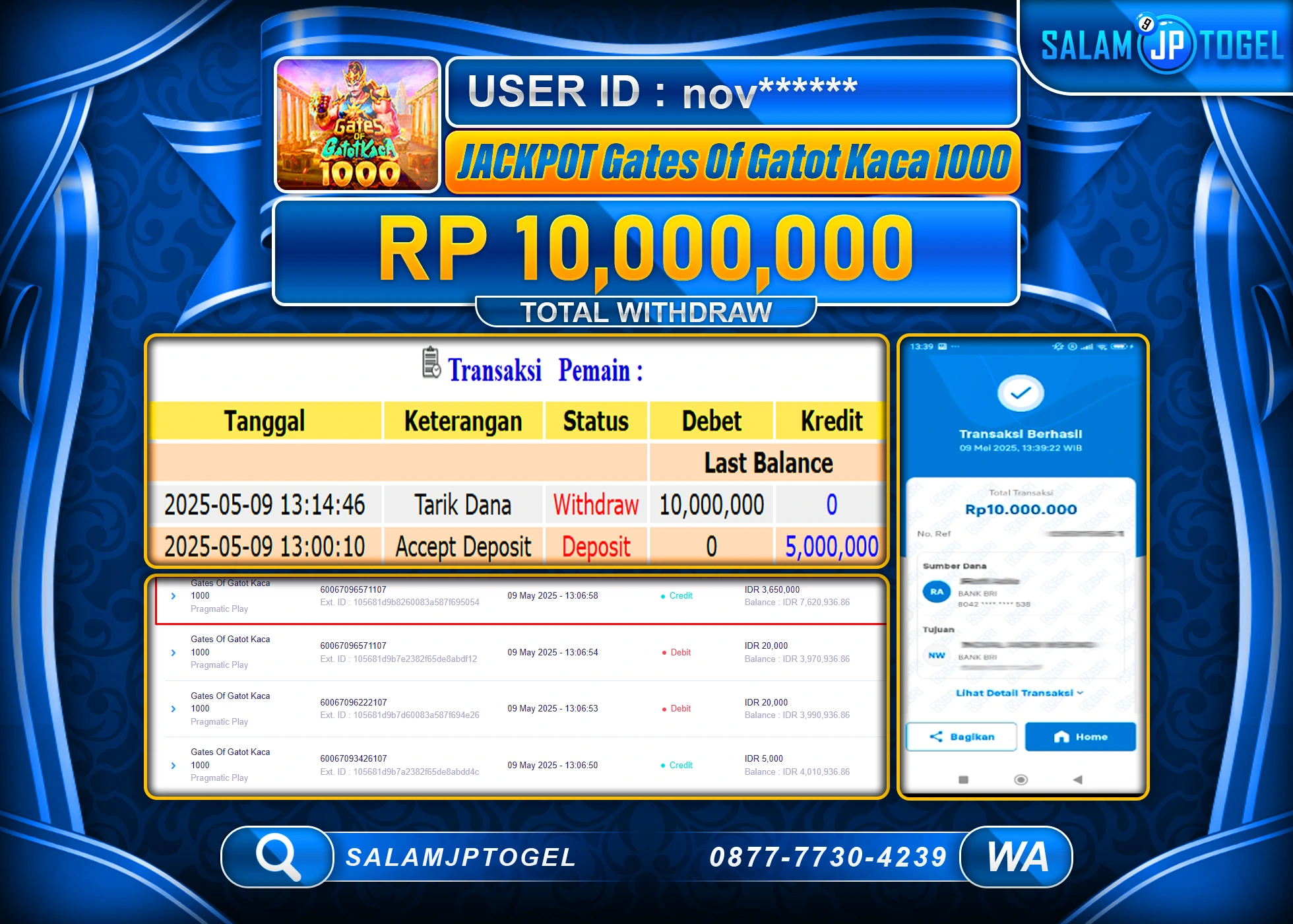SALAMJPTOGEL MENANG Gates Of Gatot Kaca 1000 Rp.10,000,000 LUNAS
