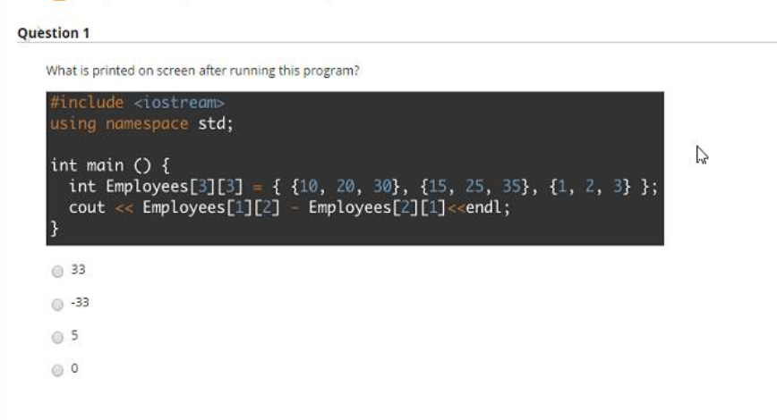 Solved Question 1 What is printed on screen after running | Chegg.com