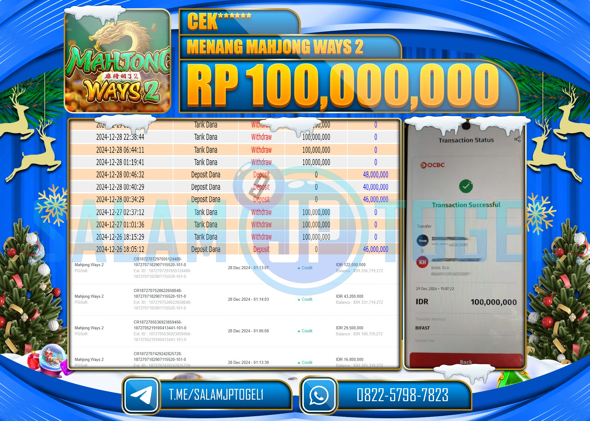 SALAMJPTOGEL MENANG MAHJONG WAYS 2  Rp.100,000,000 LUNAS
