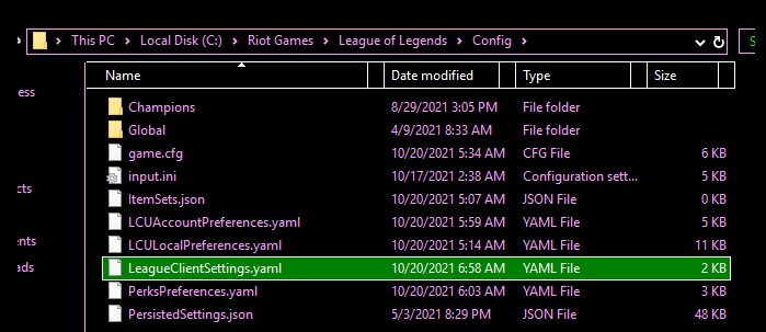 Не найден файл leagueclientsettings yaml