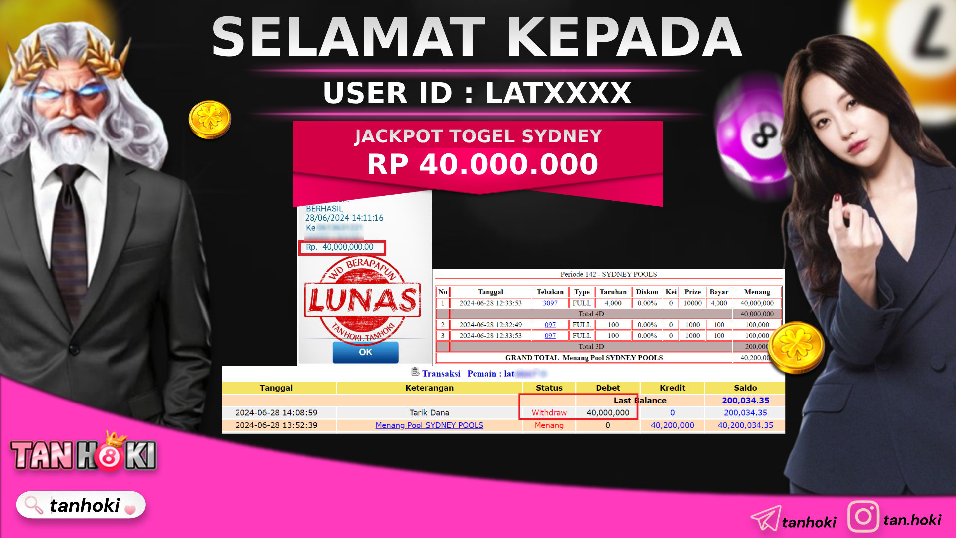 TANHOKI JACKPOT TOGEL SYDNEY  Rp.40.000.000,- LUNAS