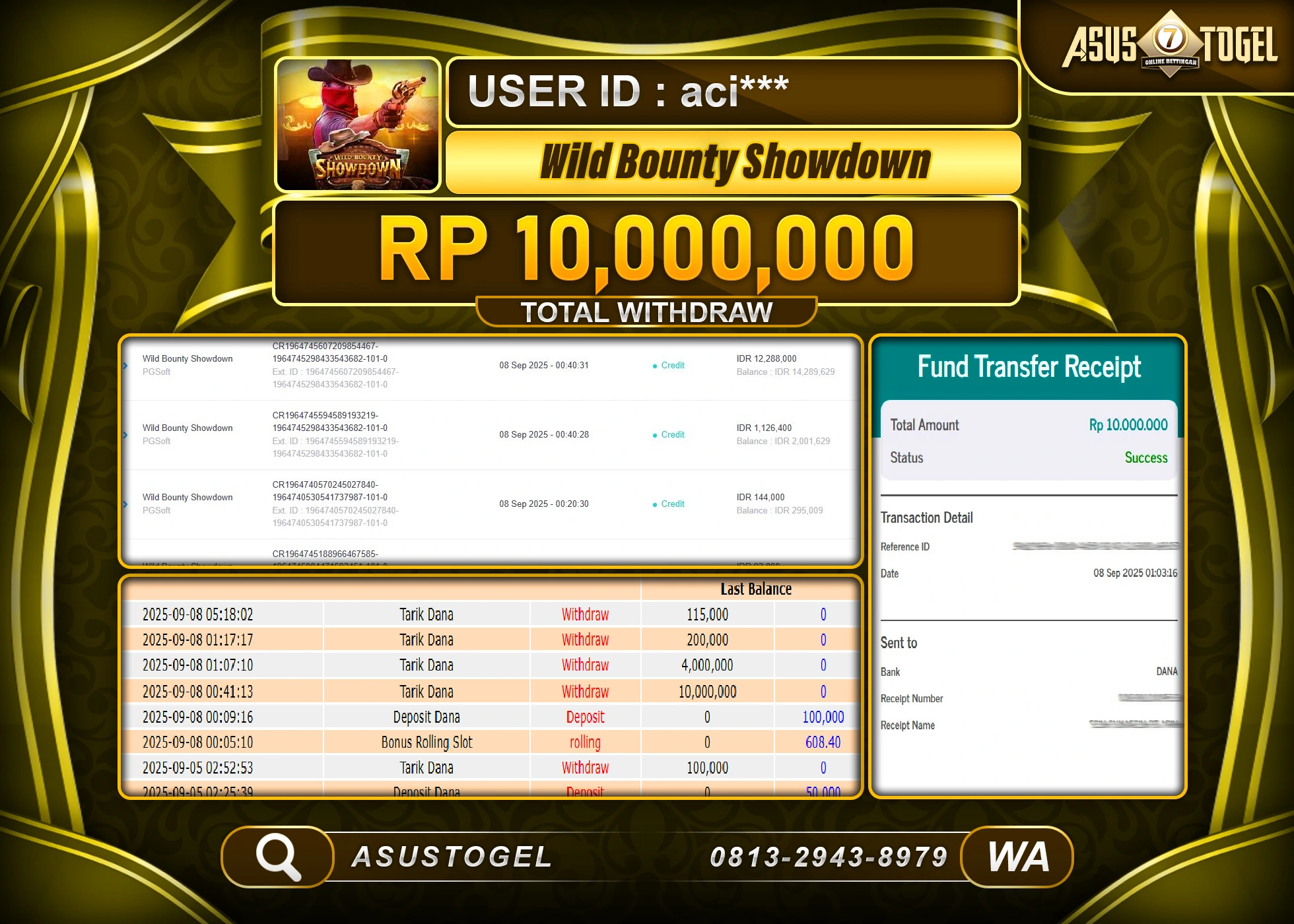 ASUSTOGEL KEMENANGAN DI SLOT WILD BOUNTY SHOWDOWN SEBESAR 10,000,000- RUPIAH LUNAS